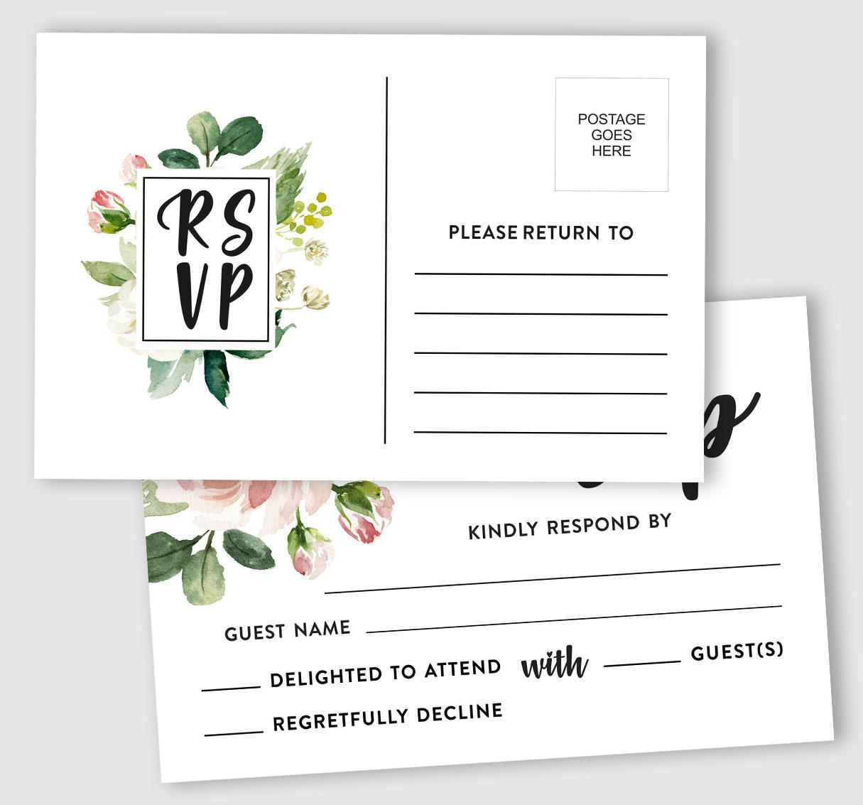 

Inkdotpot 50 пустих листівок із відповіддю, листівки з відповіддю, конверти не потрібні, листівка з квітковим принтом, відповідь на весілля, свято дитини, весілля 4x6 Inches білий