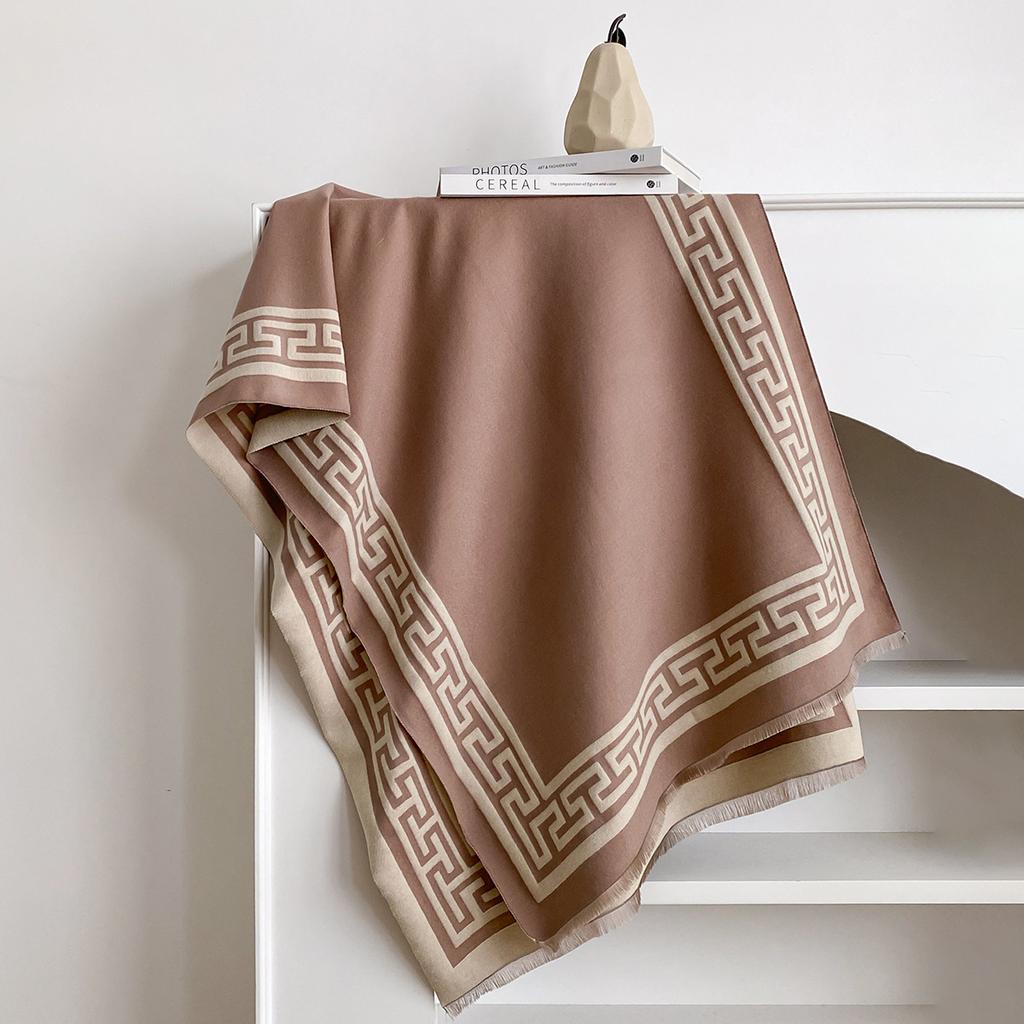 Zagęszczony szalik j geometryczny imitacja kaszmiru szalik damski ciepły dopasowanie kolorów paski frędzle dla dziewczyn