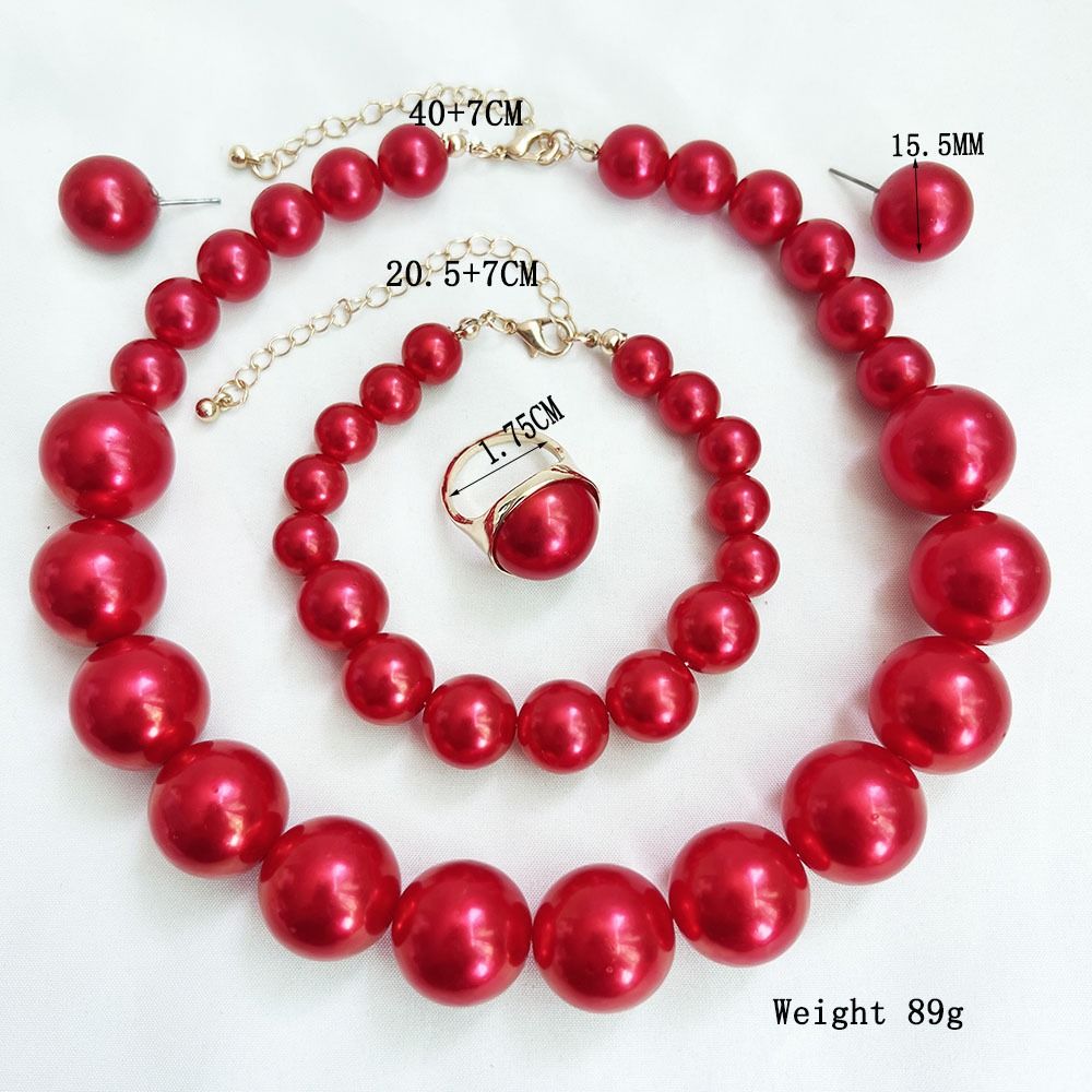 Vintage Style Necklace Bracelet Earring Ring Sets Light Luxury French Pearl Necklace Women