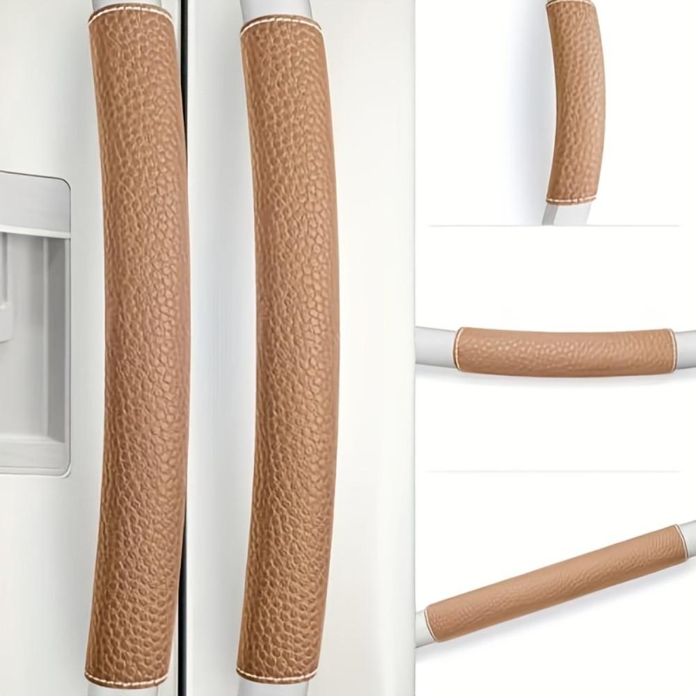 2PCS Thickened Faux Leather Kitchen Refrigerator Door Handle Covers Microwave Anti Slip Cover Dishwasher Anti Collision Cover 16x12cm