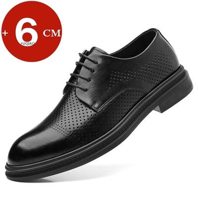 Zapatos de vestir Oxford huecos transpirables para hombre, con aumento de altura de 6 cm/8 cm, de cuero, formales, de negocios, para boda, para novio, para verano