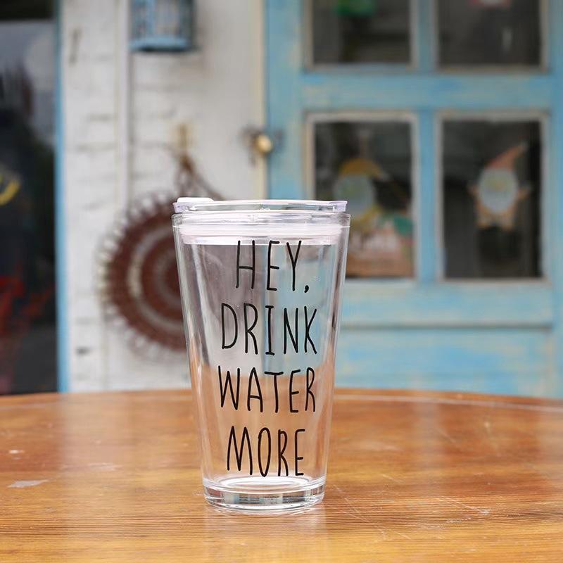 Glass Straw Cup Printing Milk Tea Cold Drink Coffee Cup Household Water Cup High Value Juice Cup Printing