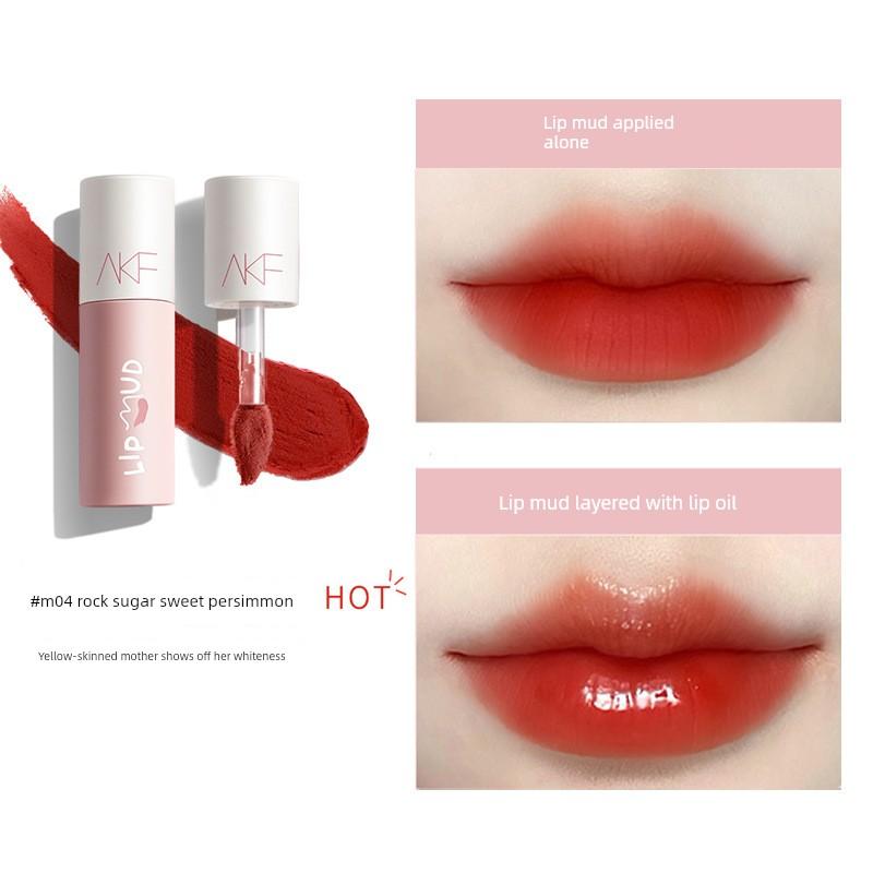 Akf Lip Mud Lip Glaze Lipstick Matte Matte Finish M17 Waterproof Long-Lasting Non-Stick Cup M07 Niche Affordable Natural Look Brightening