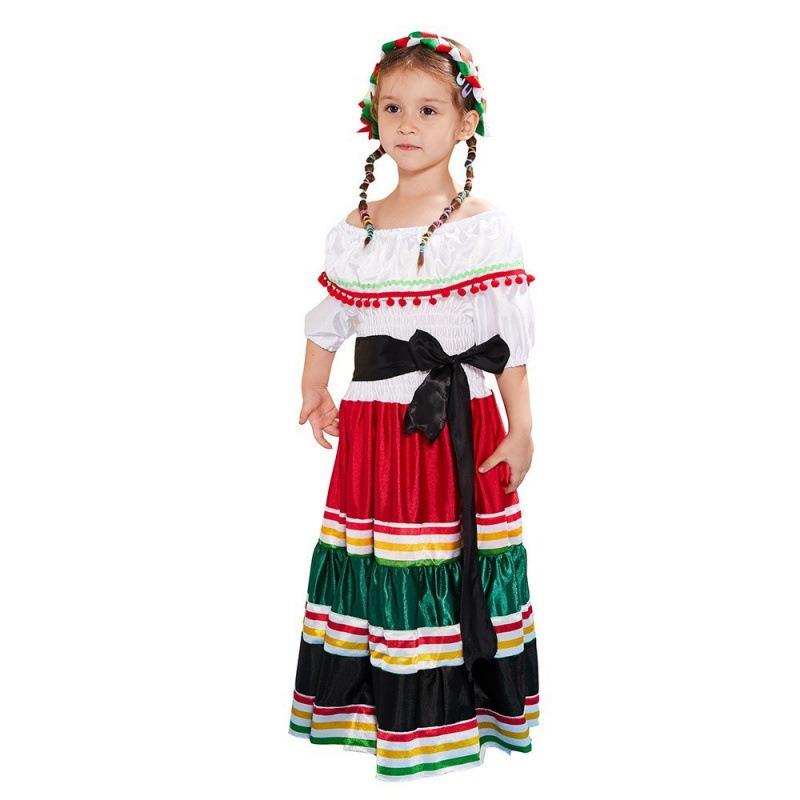 New Campus Day of the Dead Play Dress Little Girl Dress Long Dress Halloween Party Dress