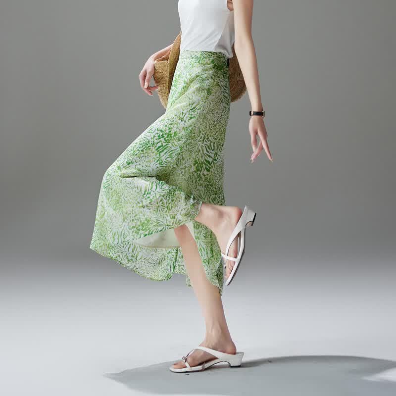 SOFSIL 2026 Summer French Printed A-Line Skirt M