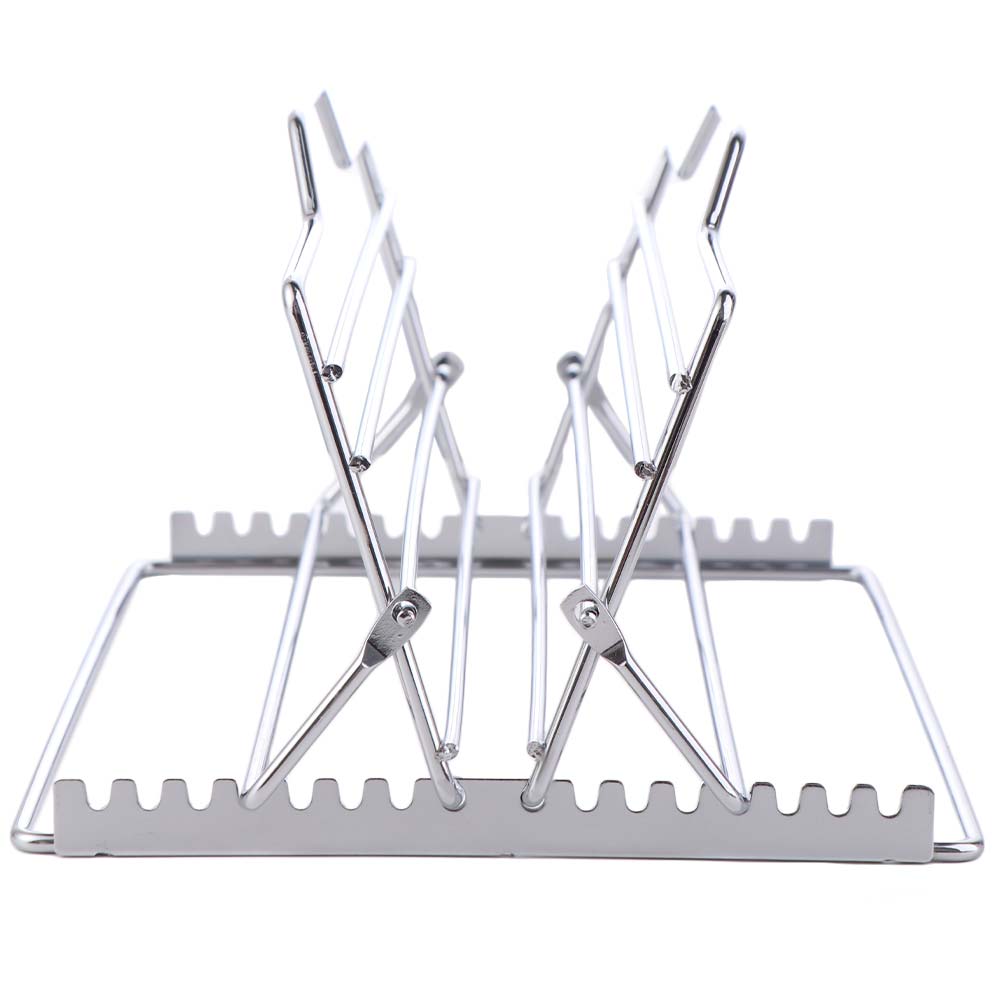 Stainless Steel Turkey Roasting Rack Adjustable Foldable Chicken Roaster Stand V-Shaped Large Grilled Chicken Rack Grills