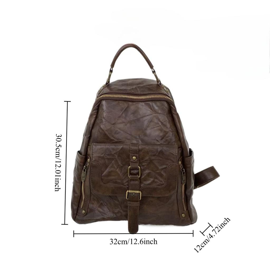 Women'S Pleated Vintage Maillard Backpack Large Capacity Millennium Spice Girls Shoulder Bag