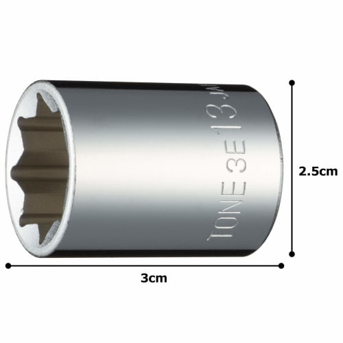 TONE 3E-13 8-Point Socket, 9.5mm (3/8") Drive, 13mm Width