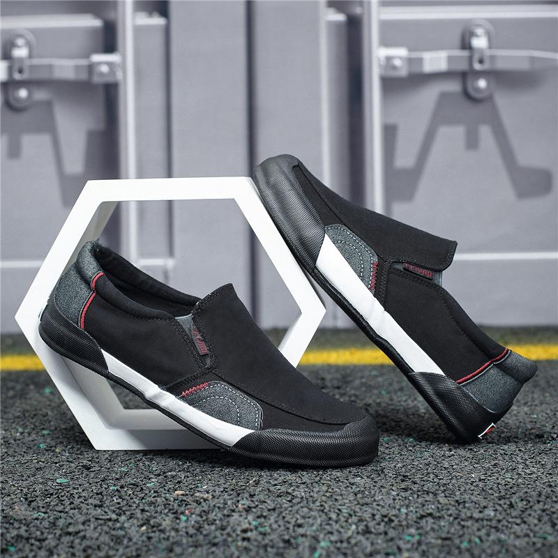 

Новые мужские туфли с одной педалью в корейском стиле, модные повседневные туфли, старые пекинские тканевые туфли, мужские дышащие туфли для вождения, кроссовки 7 чёрный