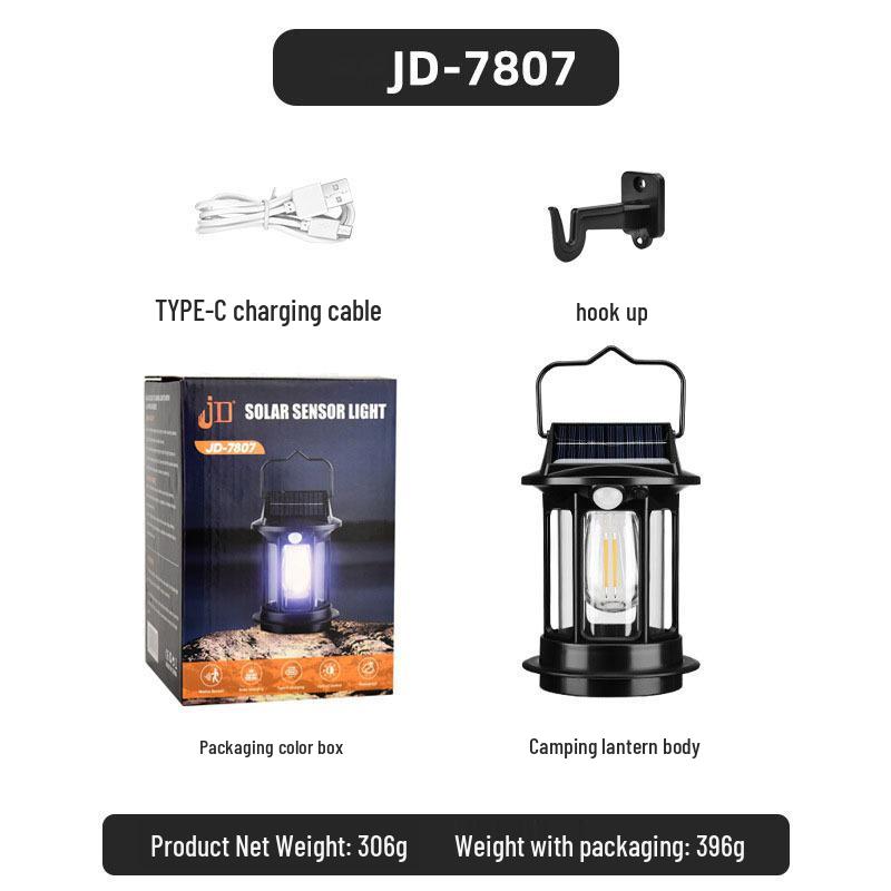 Smart Sensor Solar Camping Lantern & Multifunctional Handheld Spotlight