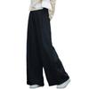 Womens Linen Cotton Blend Wide Leg Pants Vintage Washed Relaxed Fit Casual Trousers