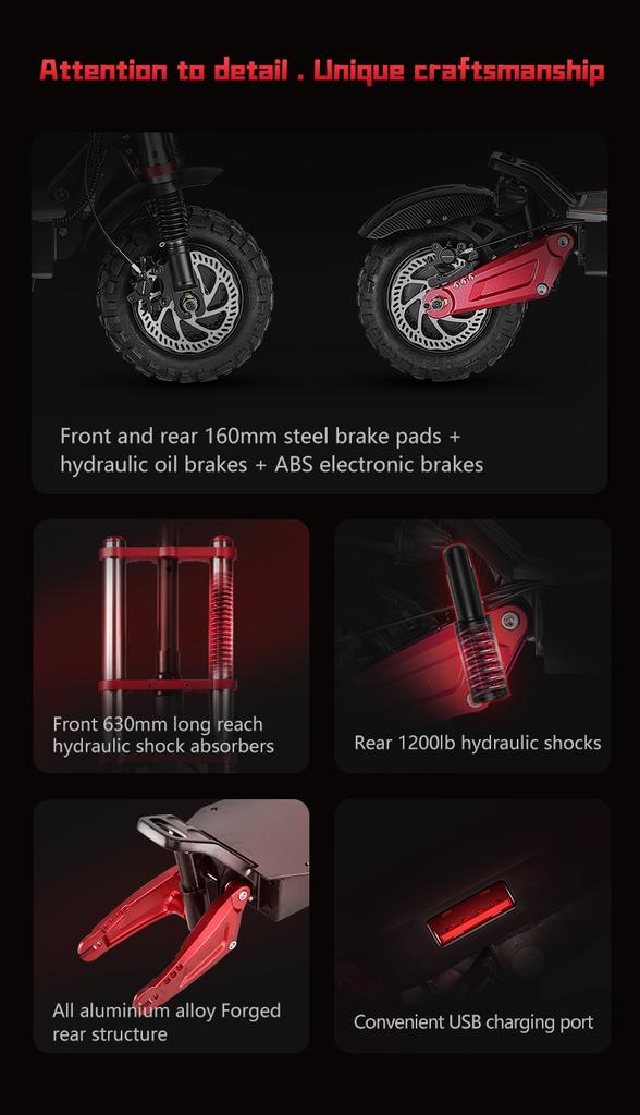 BOYUEDA S5 3000W Dual Motor Electric Scooter - 85KM/H Top Speed, 120KM Range, Off-Road Tires, NFC Lock, Hydraulic Brakes