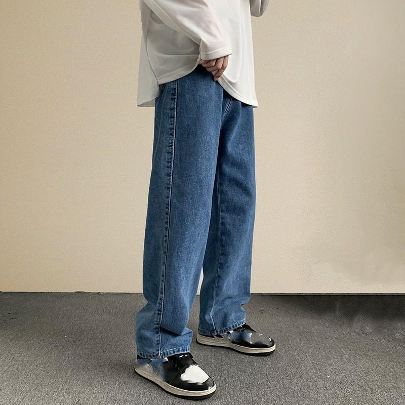 Men's Straight Casual Jeans Loose Comfort Washed Jeans