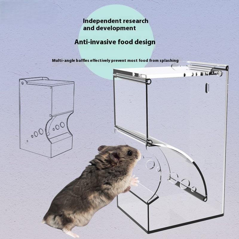 Clear Plastic Automatic Food Dispenser Feeder Bowl for Pet Hamster Rabbit Squirrel Guinea Pig