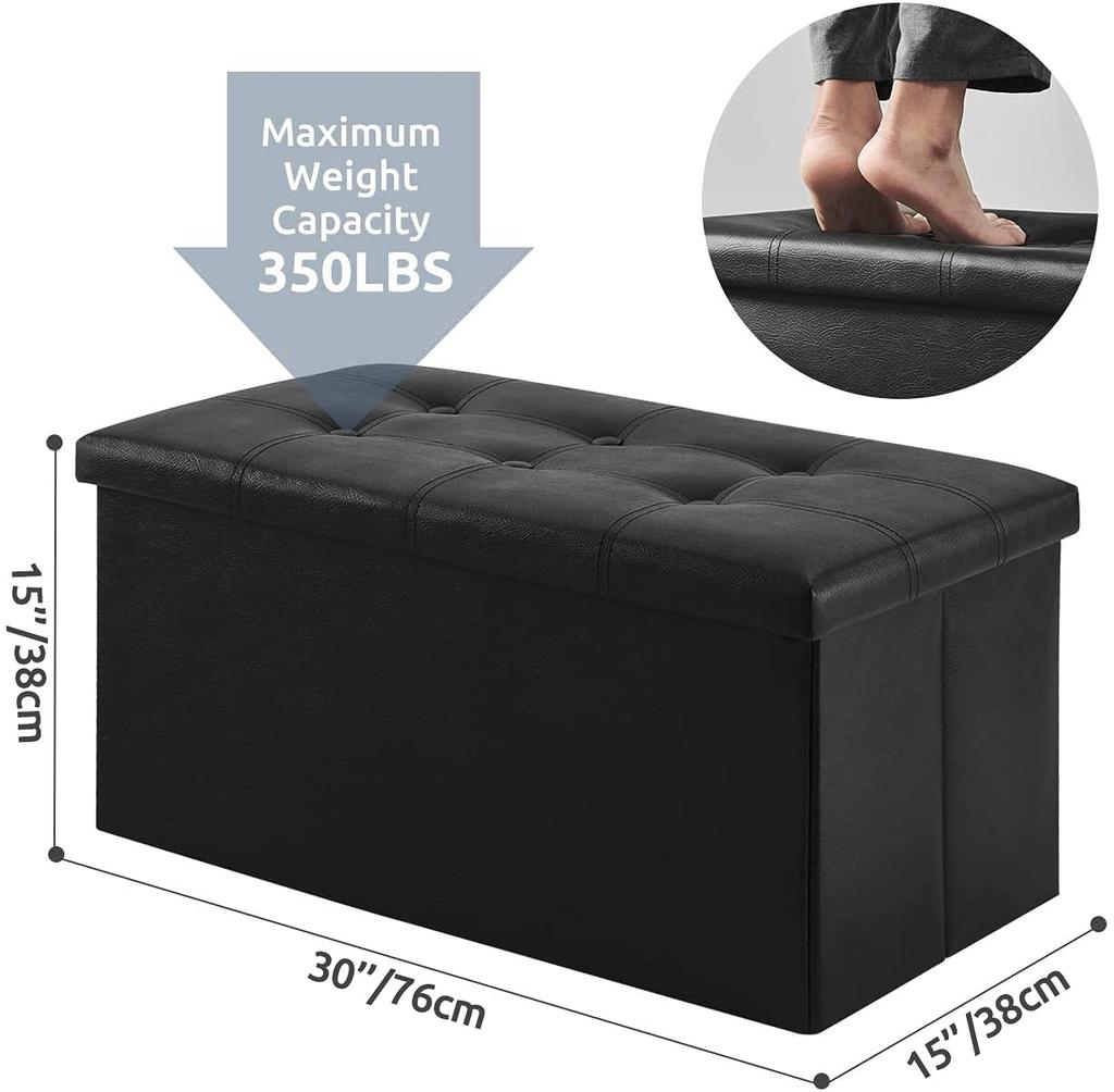 YOUDENOVA Storage Ottoman Storage Step Suitable for Living PU Load Capacity 160kg Stool, Folding, Two-Seater, Storage, Chair, Footrest, Stool,