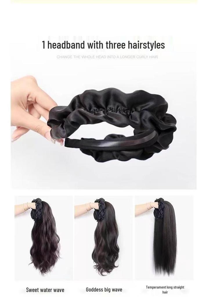 Elegant Cloud Headband with Long Curly Fake Hair