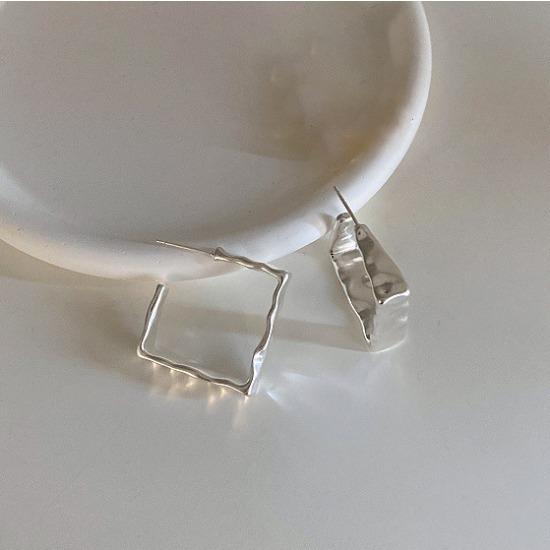Square Non-specification Stud Earrings Cold Wind Simple Fashion Earrings Concave-convex Water Corrugated Ear Jewelry