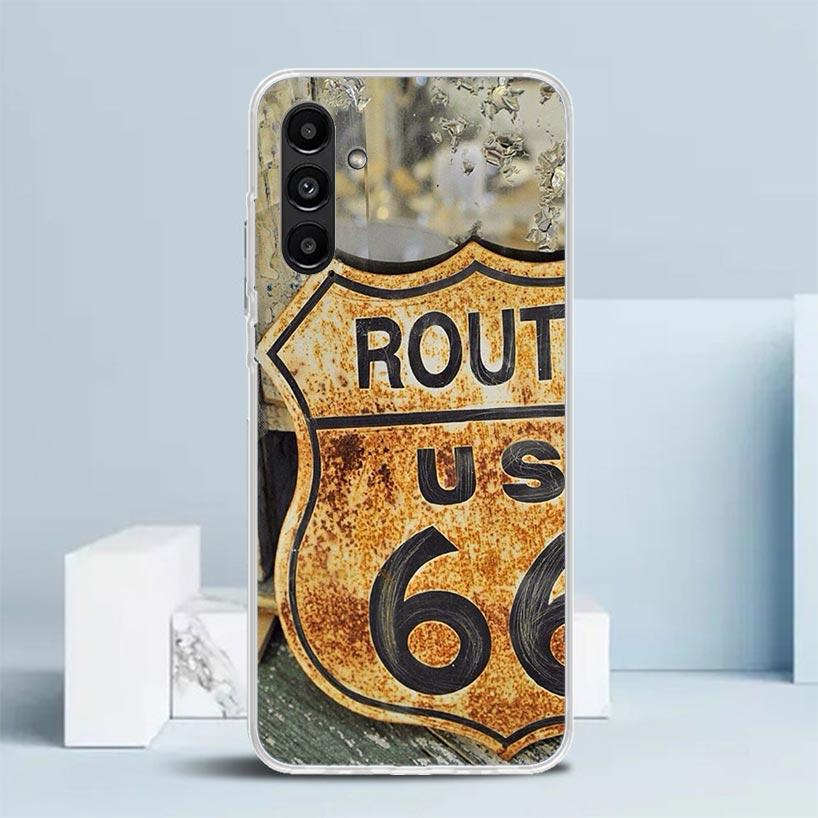 America Route 66 Cover for Samsung Galaxy A17 A37 A57 A16 A26 A36 A56 A15 A14 A55 Phone Case A13 A53 A25 A35 A24 A34 A23 A33 Gal