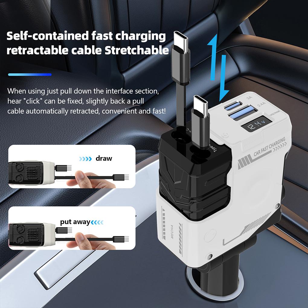 ABS Super Fast Car Charger With Dual Type-C Interfaces And Intelligent Chip Car Charger Adapter
