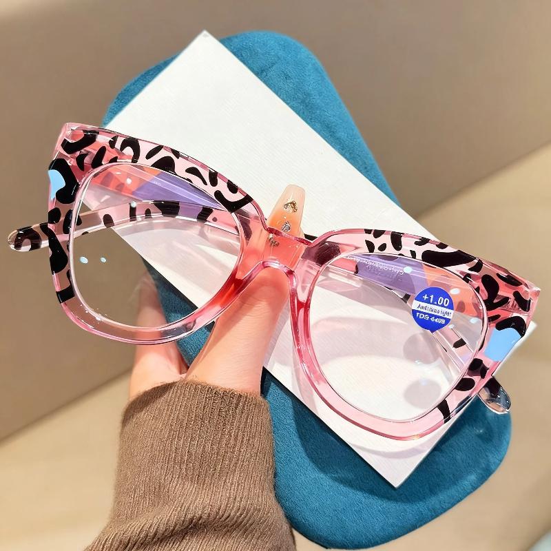 New Fashionable Leopard-Print Anti-blue Light Reading Glasses Men's and Women's Oversized Cat-Eye HD Presbyopia Glasses