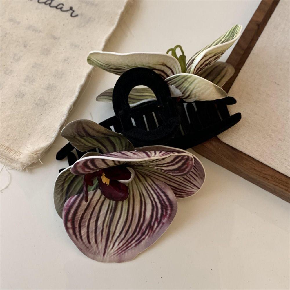 Butterfly Orchid Orchid Hair Clip Ponytail Clip Large Shark Clip Cute Flower Hair Claw  Daily