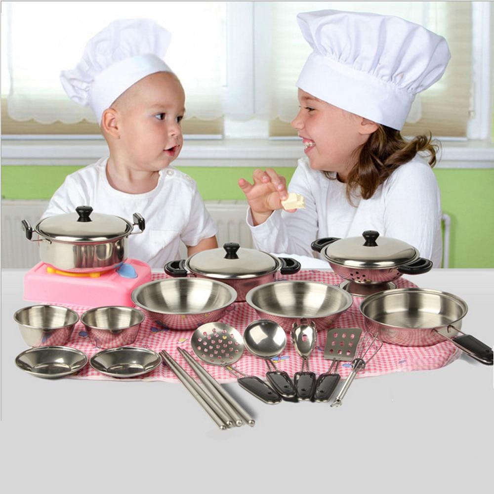 

Детская кухняИгра 1Set 20pc Кастрюли из нержавеющей стали Кастрюли Посуда Серебряная миниатюрная игра Притворная игра Подарок
