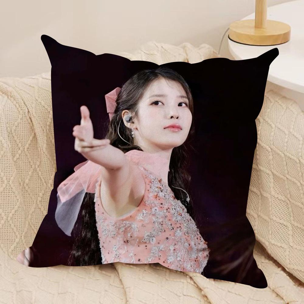 Korean Lee Ji Eun IIU Cushion Cover Silky Short Plush DoubleSided Printed Pillow Case for Sofa All Seasons Home Decor Gift