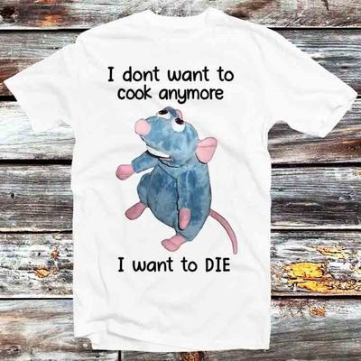 Mäuse Ich will nicht mehr kochen Ich will sterben Maus Ratte T-Shirt Vintage B828