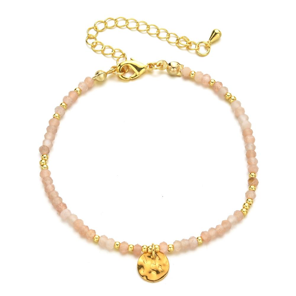 Fashionable Irregular Natural Stone Beaded Bracelet, Ethnic Style Stainless Steel Colored Jewelry Bracelet