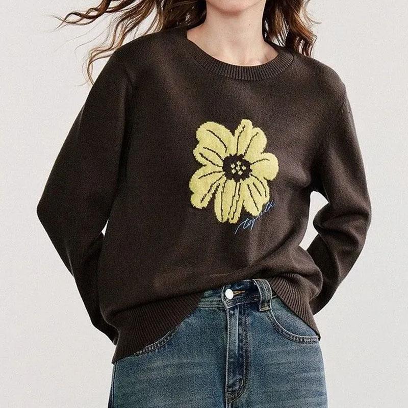 

Топы для женщин Пуловер Длинный рукав Круглый вырез Осень Зима Вязаный Теплый Оверсайз Утолщенный Топ XXXXL кофейный