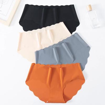Women's Seamless Japanese One-Piece Ice Silk Underwear with Breathable Cotton Crotch and Wave Design