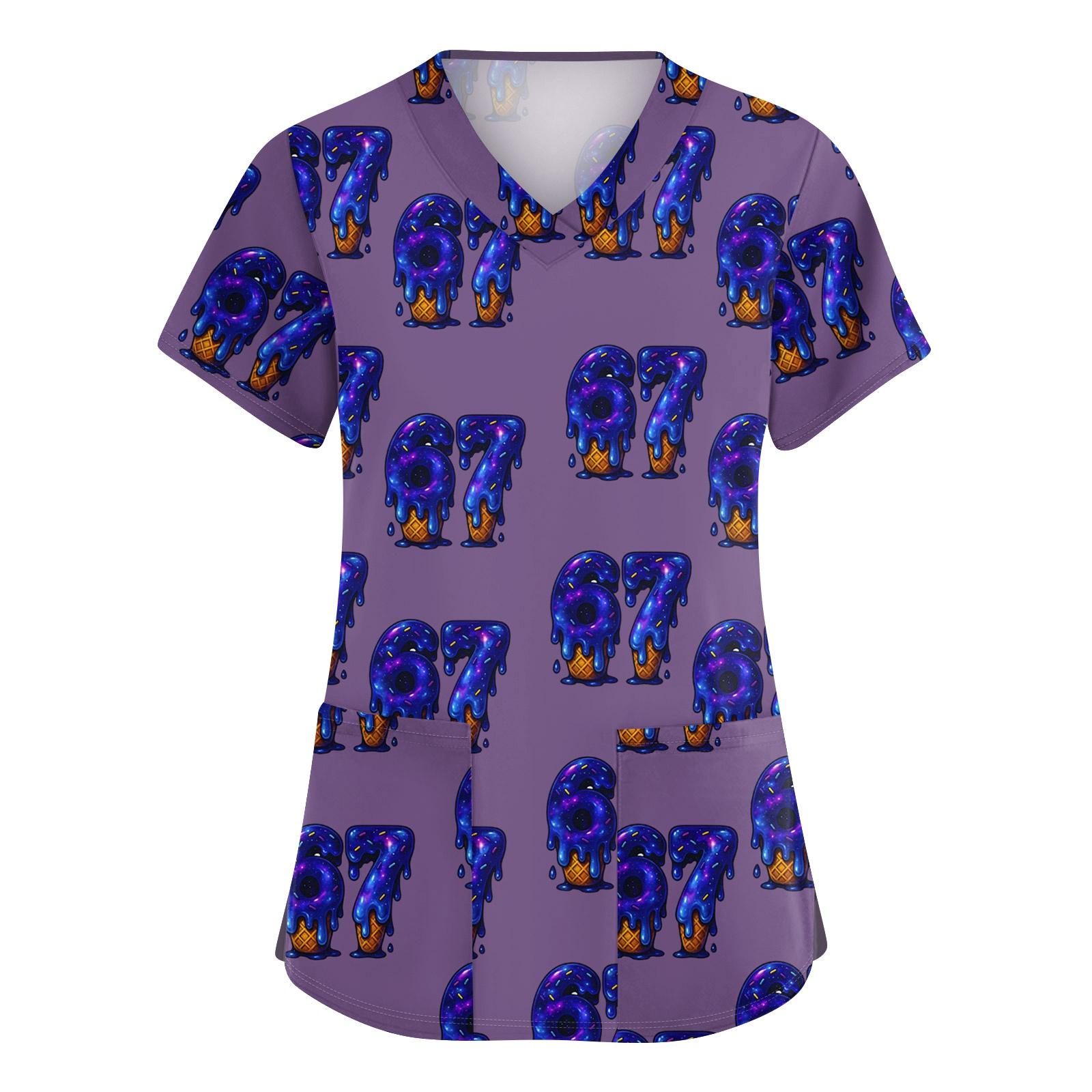 

Женская милая блузка с принтом бантиков, рабочая одежда, V-образный вырез, двойной слой, карманы, базовая, с коротким рукавом, пуловер XL