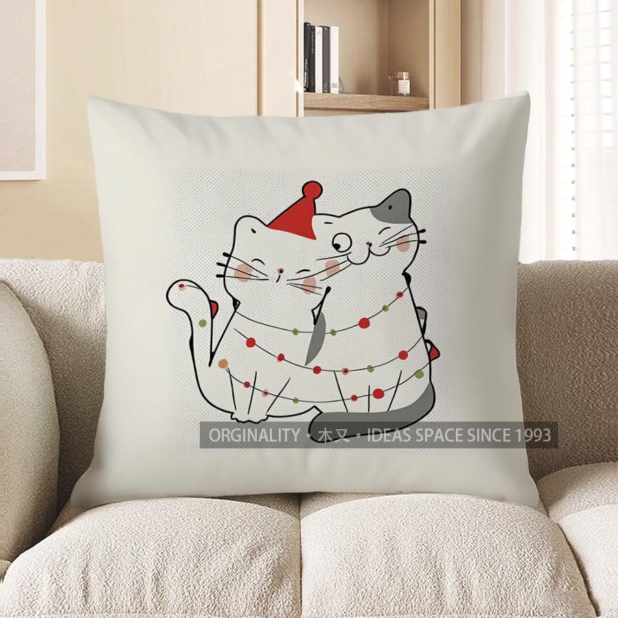 Home Decor Meowy Christmas Cats Decorative Pillow Cover Pattern Cushion Cover Suitable For Sofa Bedroom Car Pillow Cover