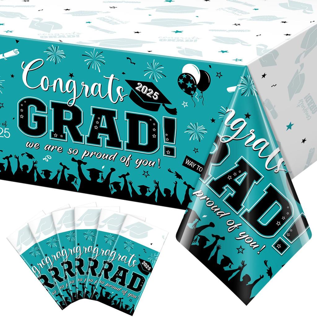 Waterproof Graduation Party Tablecloth with Digital Print Creative Design Detachable for Indoor Outdoor Use Durable Material