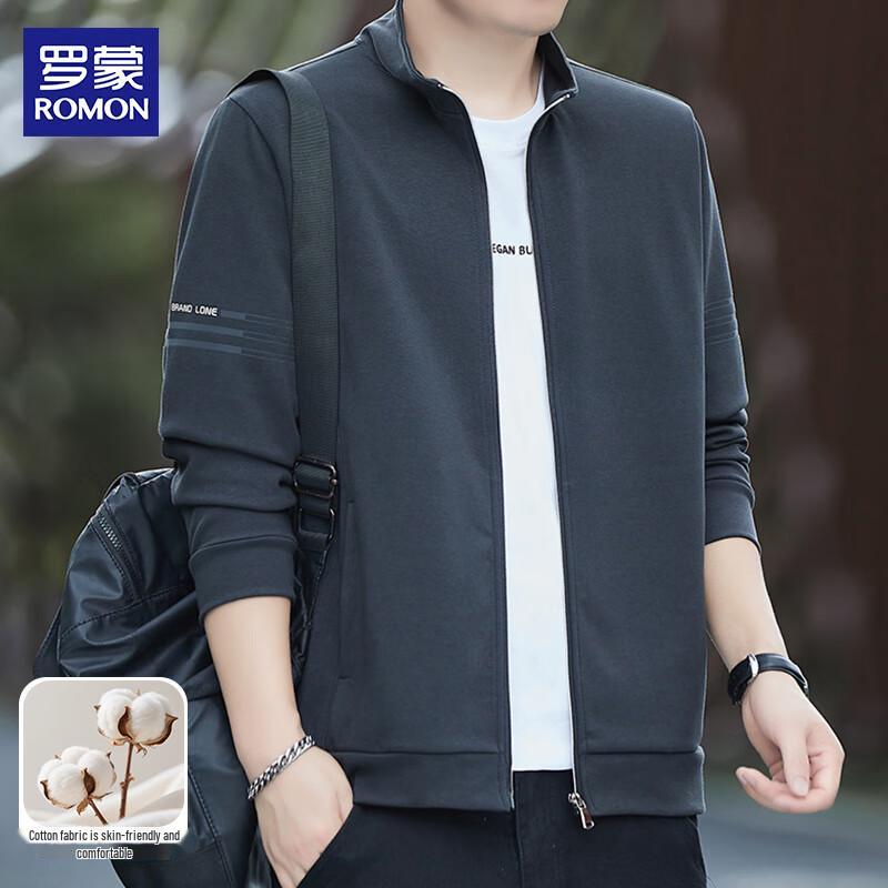 

ROMON Men s Cotton Blend Stand-Collar Zip-Up Sweatshirt 7XL