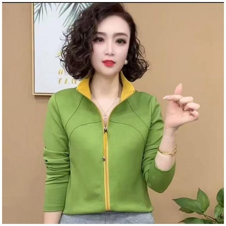 2025 Spring/Autumn Women's Slim Fit Zipper Cardigan with Stand Collar