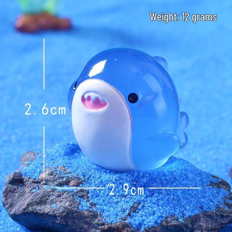 Luminous Little Shark Micro Landscape Ornament - Resin Cartoon Accessory