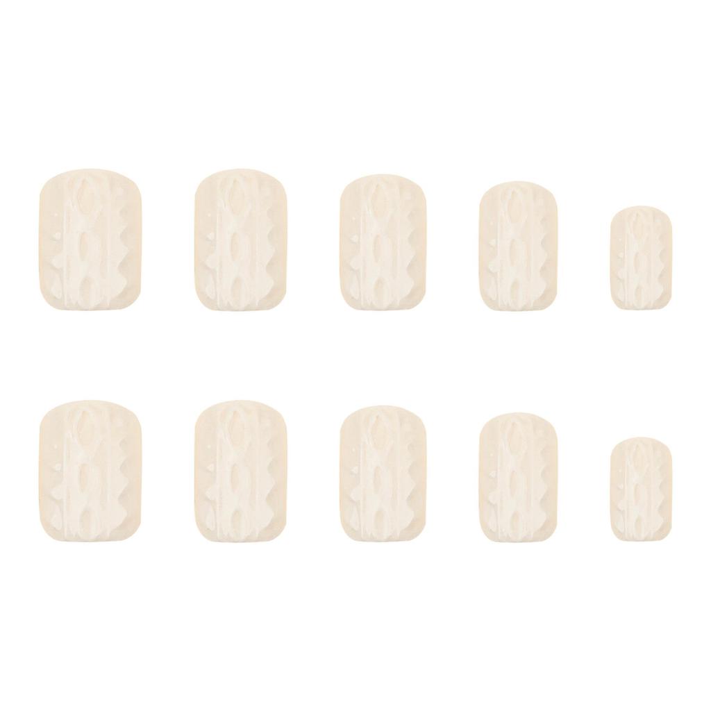 Milky White 3D Nail Art: Short European Square Wearable Nails for Autumn and Winter