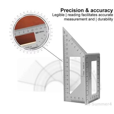 45 90 Degree Angle Ruler Multifunctional Aluminum Alloy Woodworking Square Accurate Square Design Marking Gauge Measuring Tasks