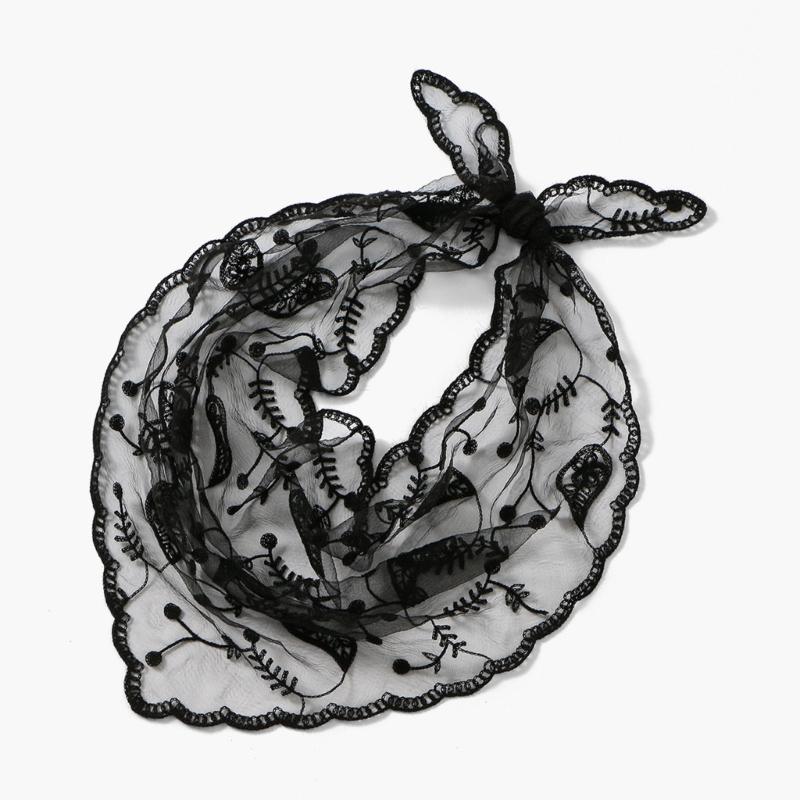 Multifunctional Lace Scarf Headwear Or Wrist Decors For Ladies Soft Polyester Headscarf Elegant Hair Accessory