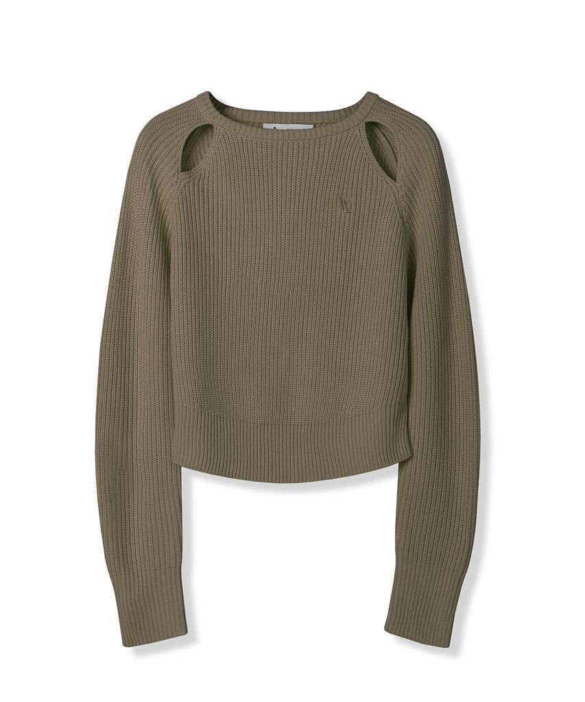 AVANDRESS Ribbed Cut-Out Knit Ivory