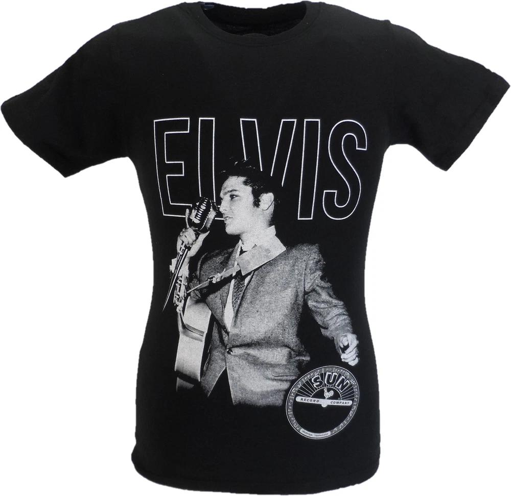 Unisexs Black Official Sun Records Elvis Live Portrait T Shirt S