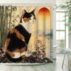 Charming Calico Cat and Sunset Waterproof Shower Curtain – Perfect for Adding a Warm and Cozy Touch to Your Bathroom Decor