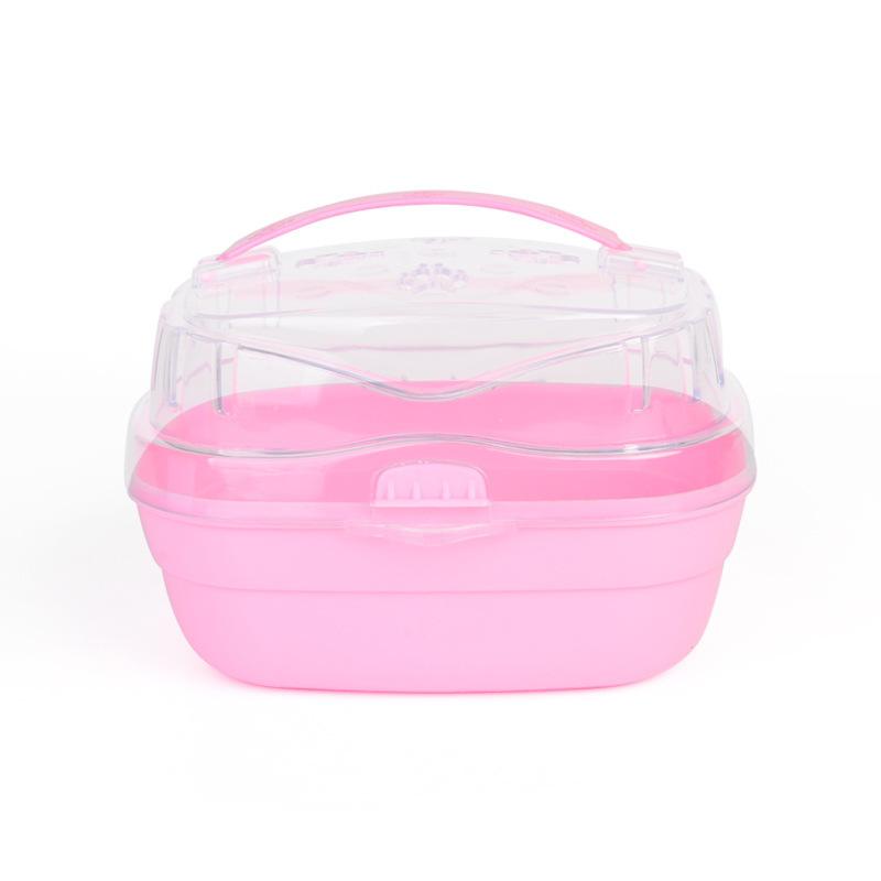 Portable Transparent Hamster Cage with Water Bottle Breathable Travel Carrier Suitable Small Pets Built-in Water Bottle Feeder