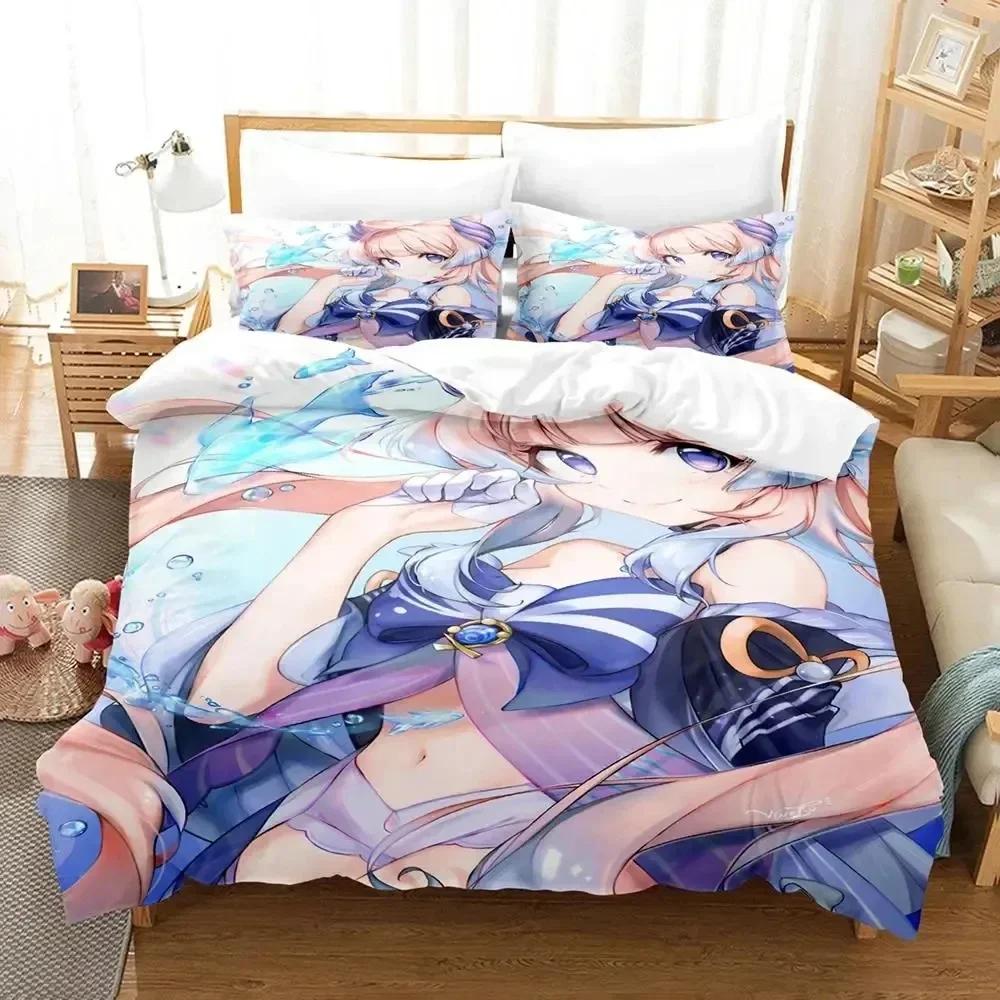 Anime Genshin Impact Sangonomiya Kokomi Sängkläder Set Sovrum Mjuk Modern Sängöverkast Bekväm Påslakan Täcke Örngott