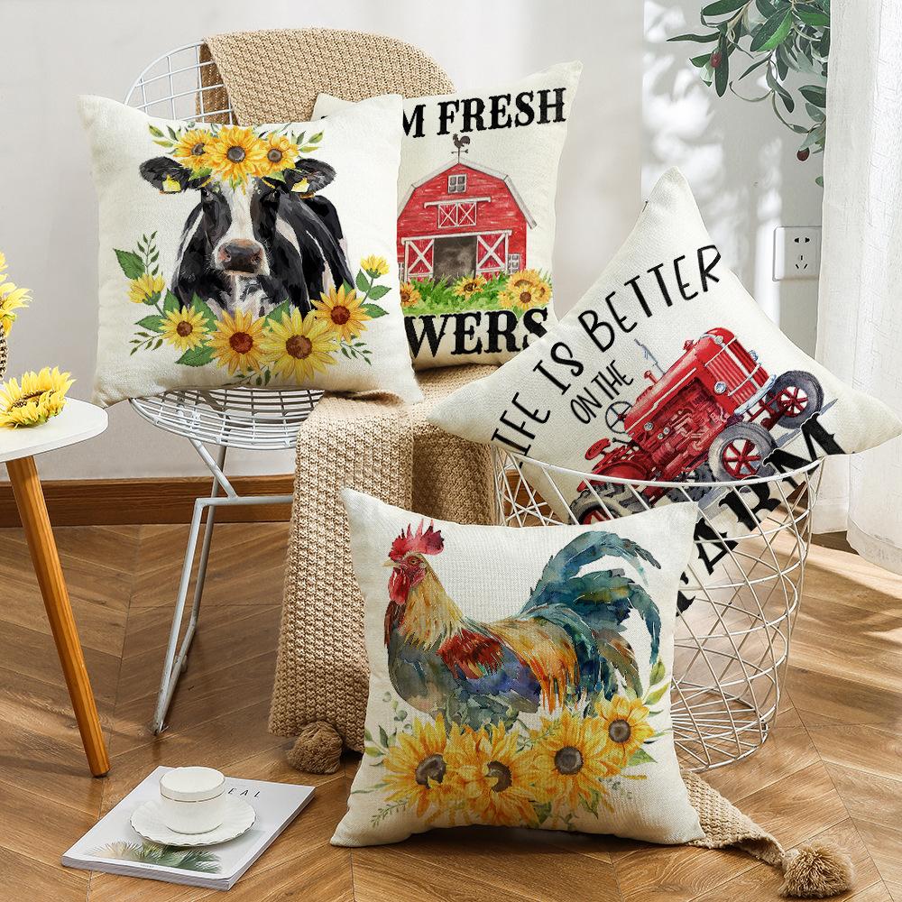 New Plant, Flower, Animal, Backrest Pillow, Square Living Room, Bedroom, Linen Pillow, Backrest Pillow Case