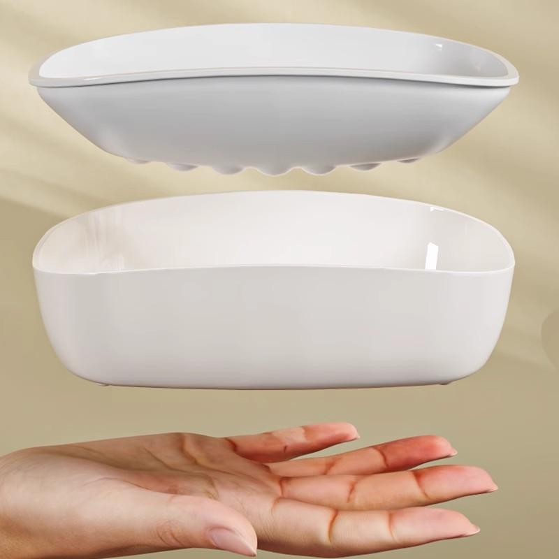 1pc Soap Dish, Double-Layer Drainage, Automatic Draining, Easy To Clean, Suitable for Home Bathroom and Kitchen, High-End Design