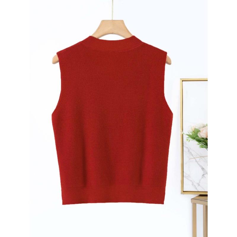 Thin Large V-Neck Knit Sleeveless Inner Pullover Loose Knit Vest Sweater