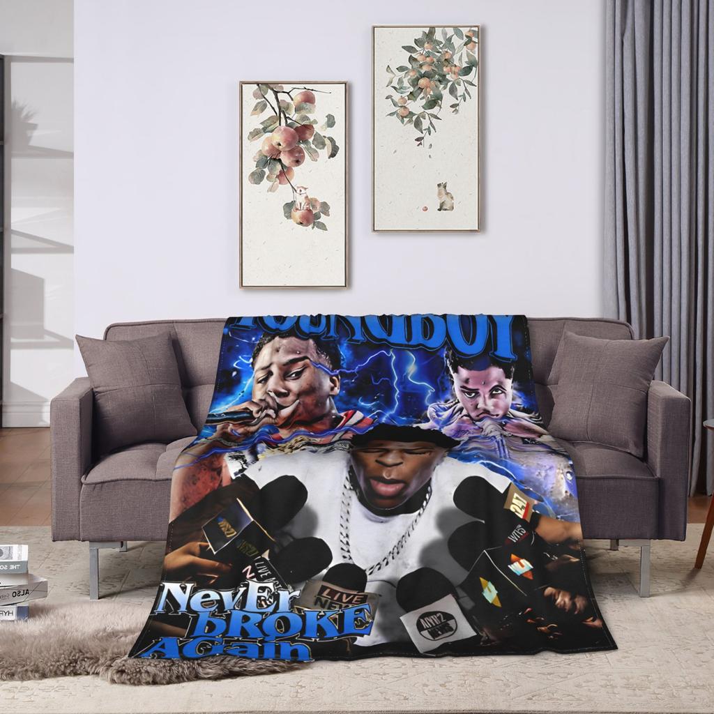 Soft Blankets Travel Office YoungBoy Never Broke Again Throw Blanket  Flannel Bedspread For Living Room Novelty Sofa Bed Cover