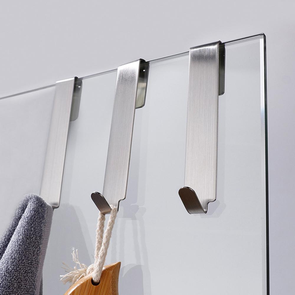 Gancho Dupla Face para Porta de Chuveiro em Aço Inoxidável sobre Porta de Vidro Porta-Toalhas para Instalação na Parede do Banheiro ou Porta de Vidro